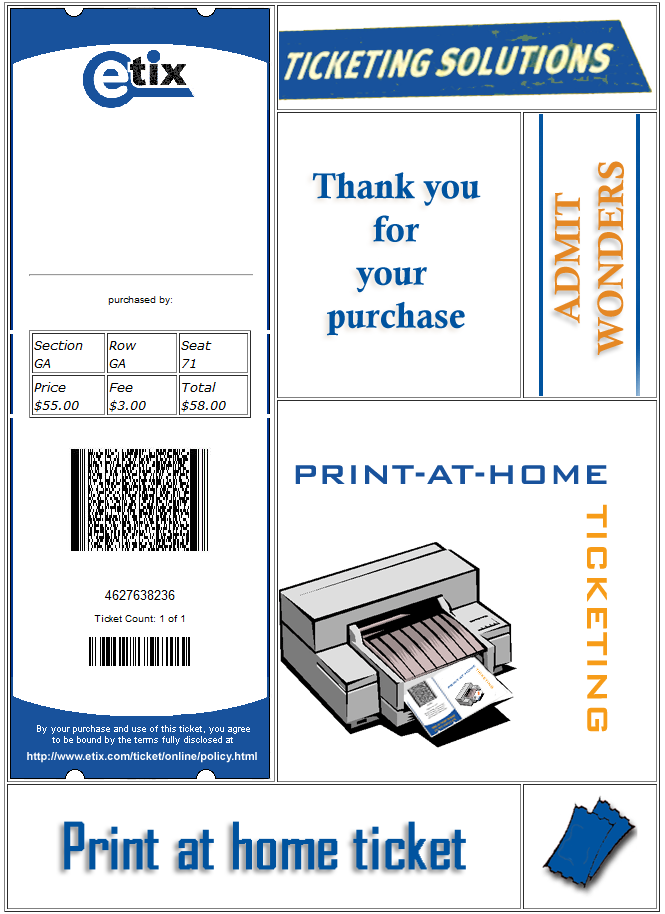 Screenshot of Etix print-at-home ticket with preview data